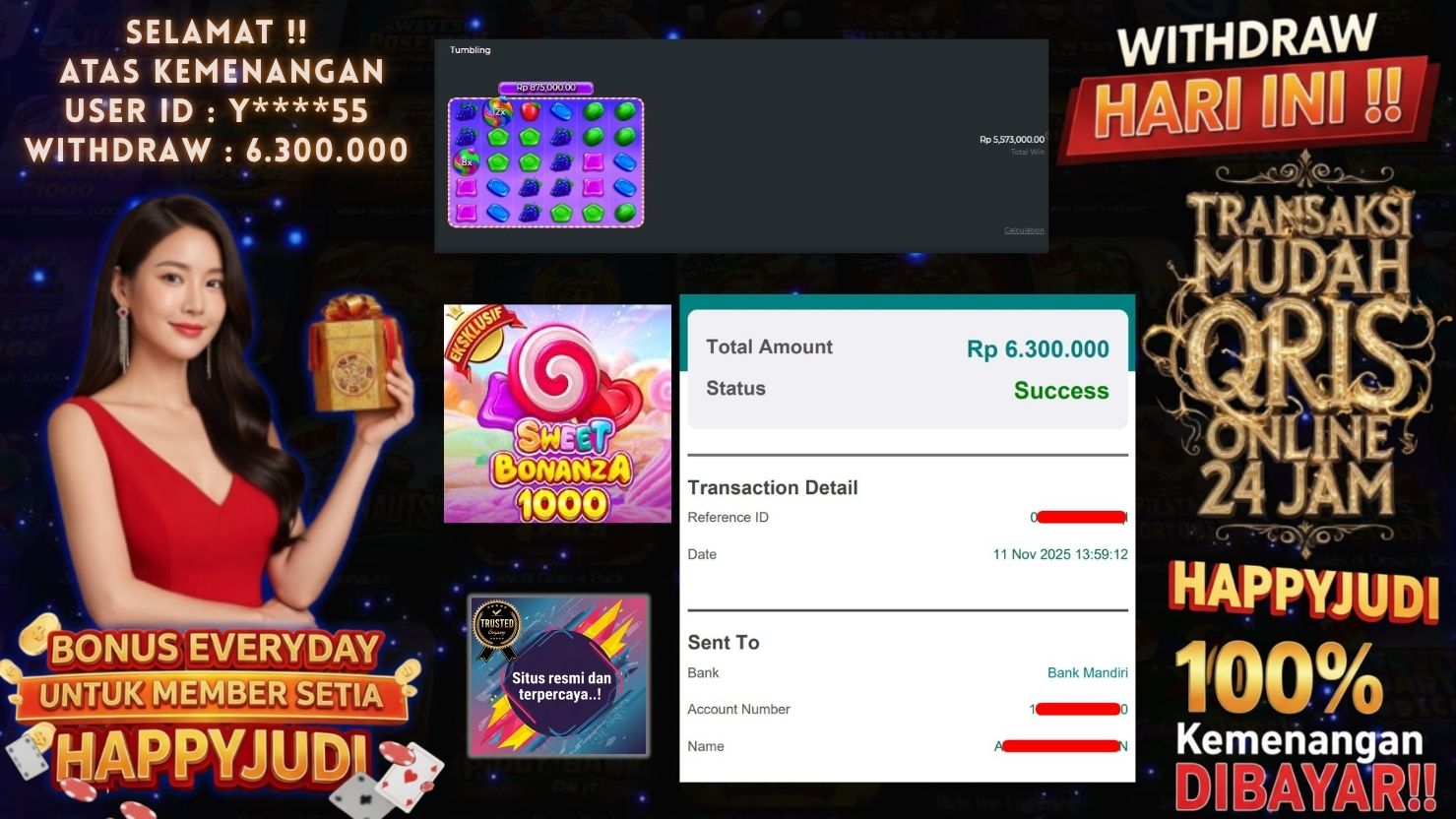 HAPPYJUDI JACKPOT SLOT SWEET BONANZA 1000